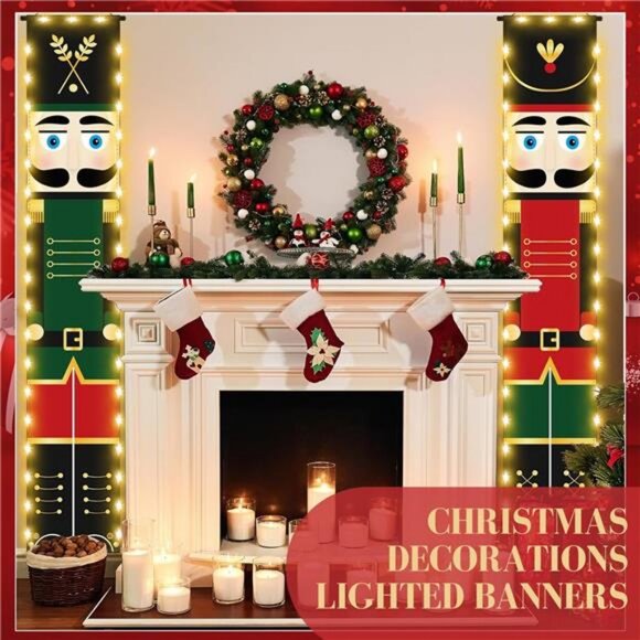 Nutcracker Christmas Decor Nutcrackers Banners Porch with LED String Lights - Picture 6 of 8